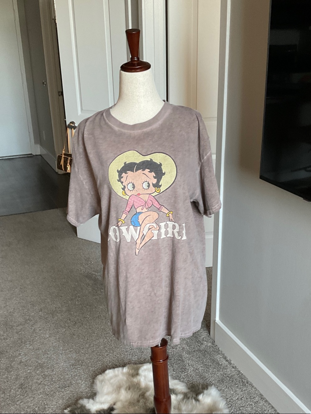 Betty Boop Brown Graphic 'Cowgirl' Short Sleeve Tee